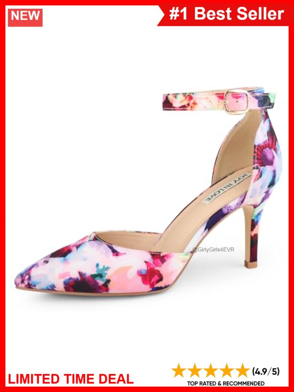 3" Stiletto Heels Closed Toe Pumps Adjustable Ankle Strap Formal